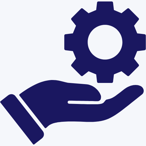 Hand holding a gear to represent caring for a tech system