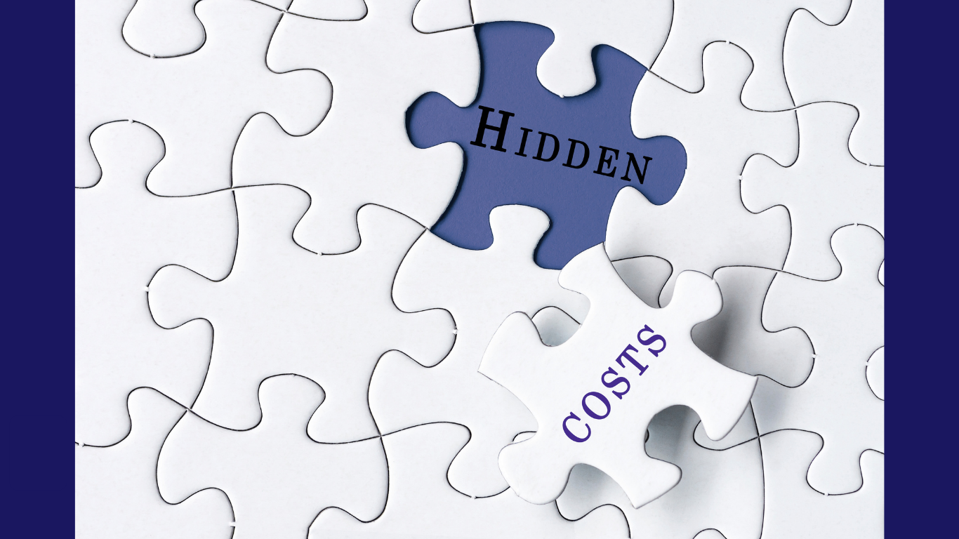 puzzle pieces with the words hidden costs on two pieces